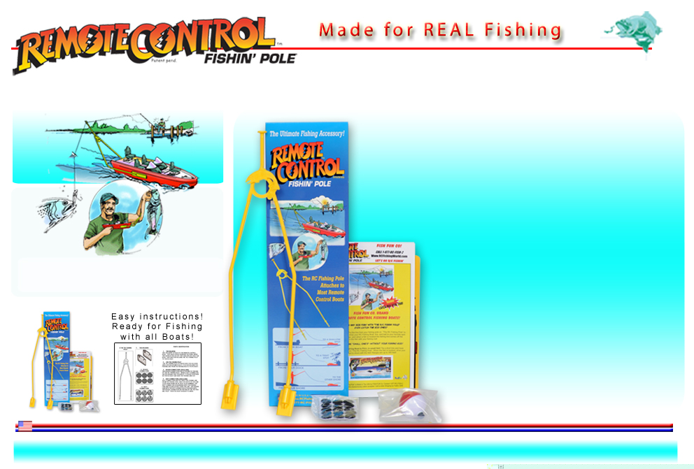 Now anyone can turn any rc boat into a remote control fishing boat with the Rc Fishing Pole. Attach it to your rc boat and you're ready for real fishing action!