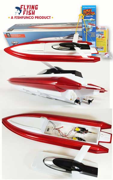 Top and rear views of the Flying Fish Rc Fishing Boat