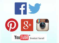 We're Everywhere, Facebook, Twitter, Instagram, Google +, Pintrest, Youtube!
